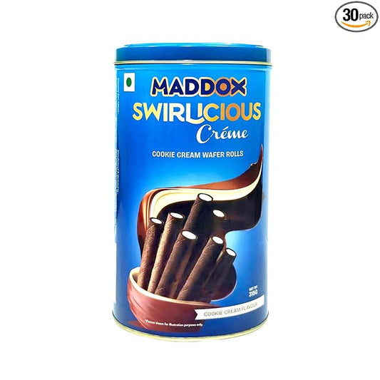 Maddox Swirlicious Cookie Cream Wafer Roll 315gm (10.5g x 30 Wafer Rolls)