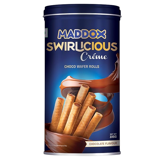 Maddox Swirlicious Chocolate Wafer Rolls 315gm (10.5g x 30 Wafer Rolls)