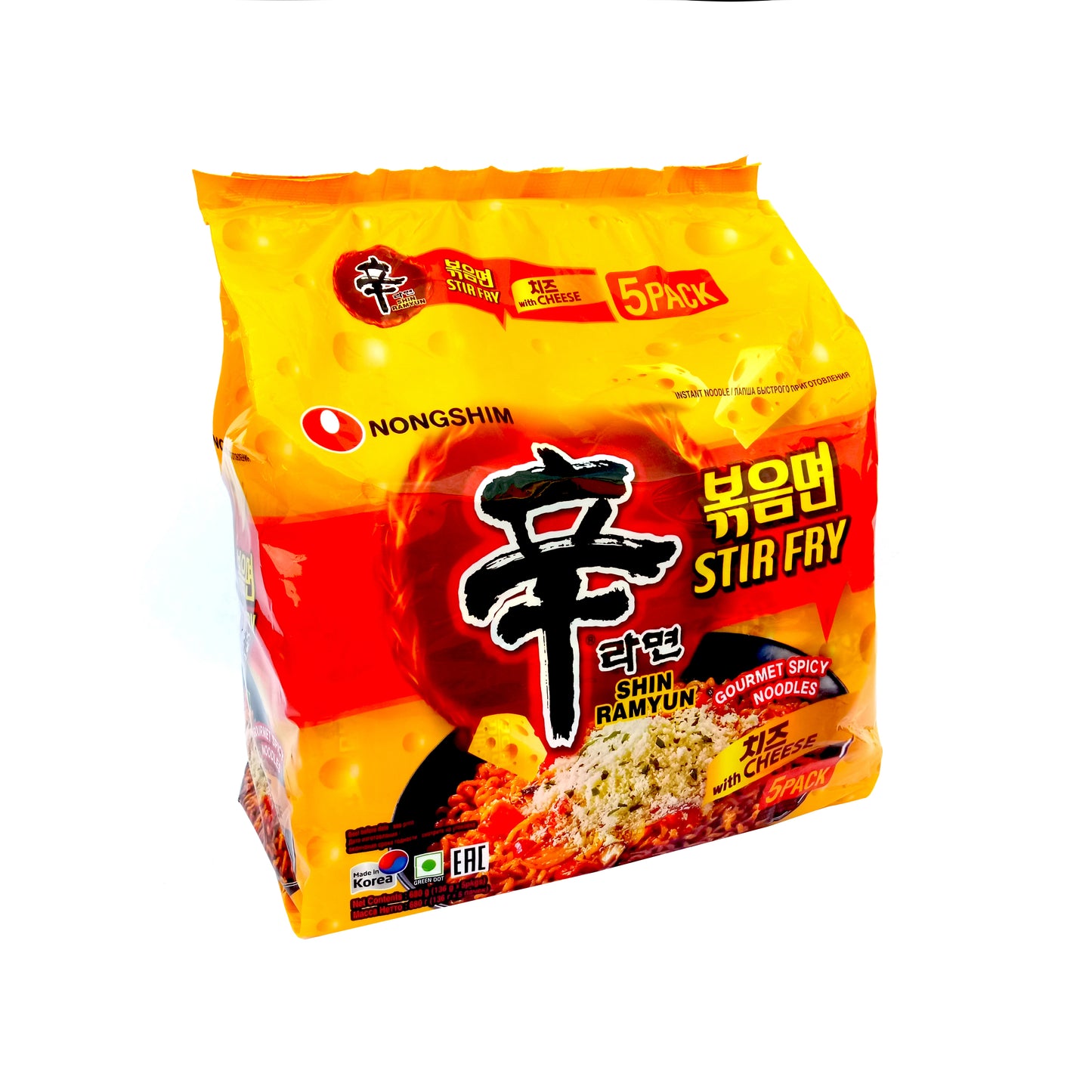 Nongshim Shin Ramyun Stir Fry Noodles with Cheese (5 in 1) 680gm Pouch Pack