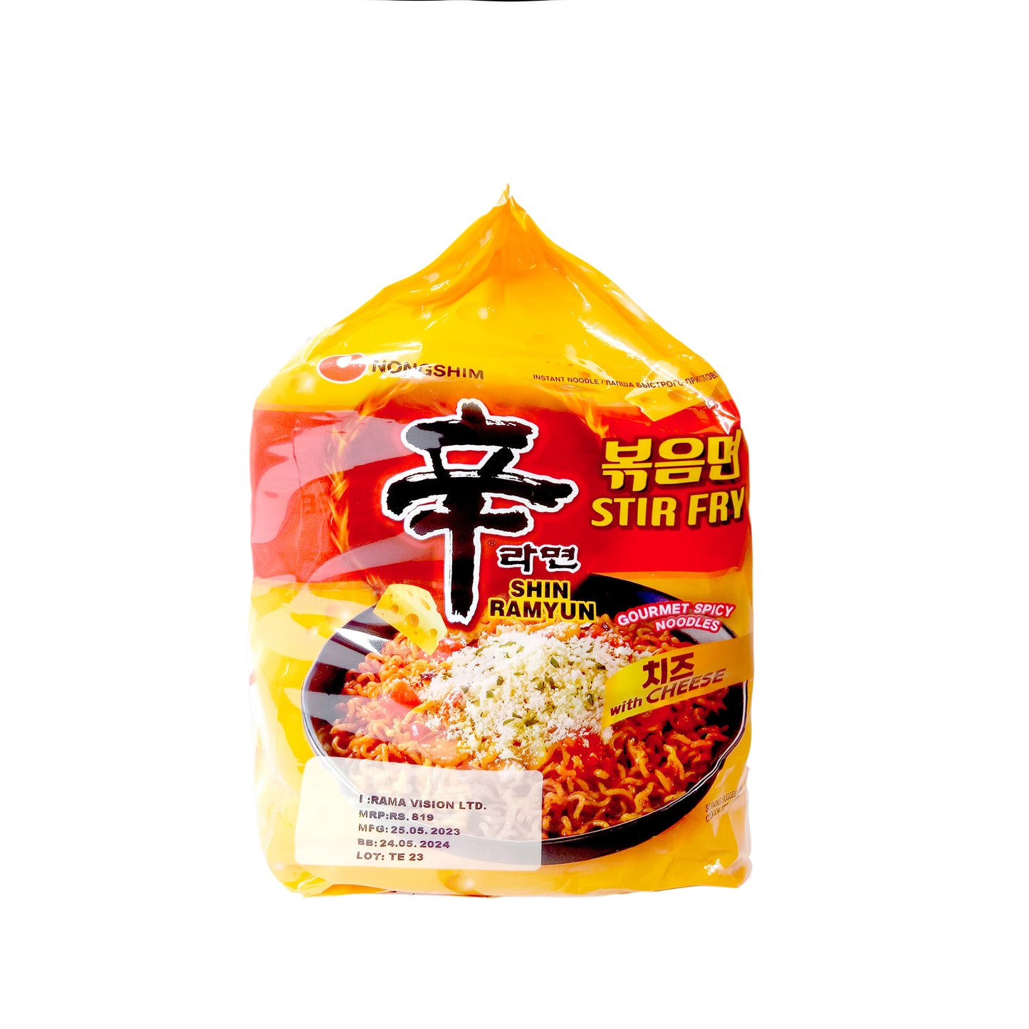 Nongshim Shin Ramyun Stir Fry Noodles with Cheese (5 in 1) 680gm Pouch Pack