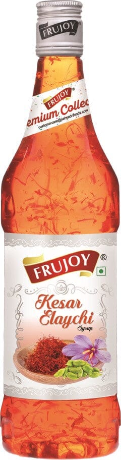 Frujoy Kesar Elaichi Syrup 750ml | For Fruit Mocktail | Cocktail | Gulab Sharbat | Falooda | RoseMilk | Baking Essentials Crush Frujoy