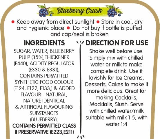 Frujoy Blue Berry Crush 750ml | For Fruit Mocktail | Cocktail | Cake | Baking Essentials Crush Frujoy