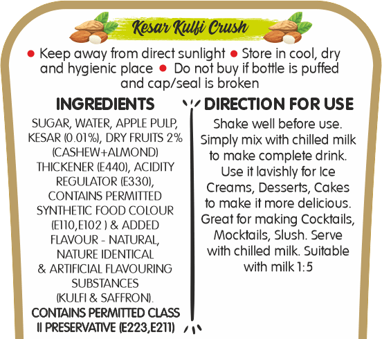 Frujoy Kesar Kulfi Crush 750ml | For Fruit Mocktail | Cocktail | Cake | Baking Essentials | Juices | Beverages Crush Frujoy