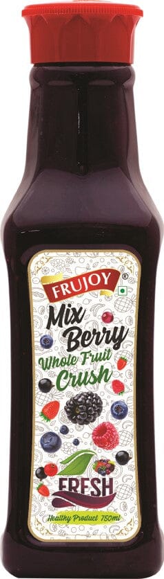 Frujoy Whole Mix Berry Crush Strawberry / Blueberry / Raspberry 750ml | High Fruit | For Fruit Mocktail | Cocktail | Milk Shake| Falooda | Baking Essentials Crush Frujoy